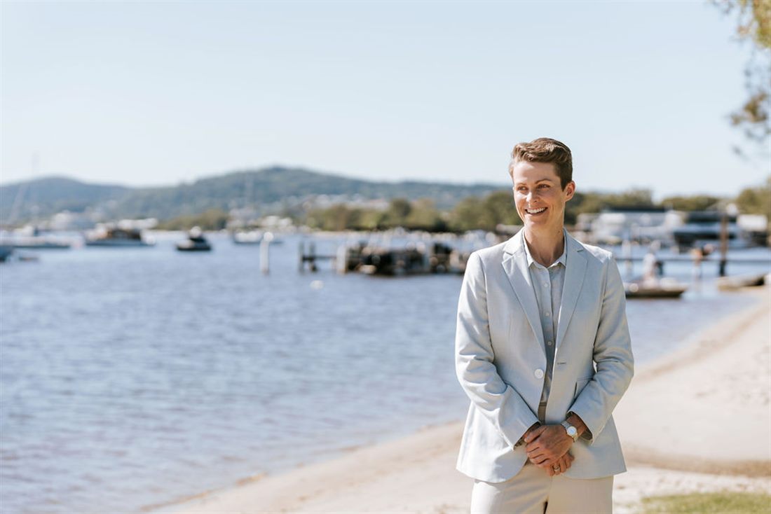 Dr Kimberley Wells by the Noosa River on the Sunshine Coast